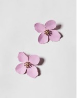 maflore large flower stud earrings in pink