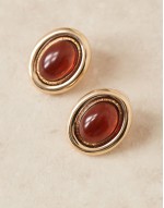 stud earrings with stone set design in gold tone