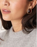 stud earrings with stone set design in gold tone