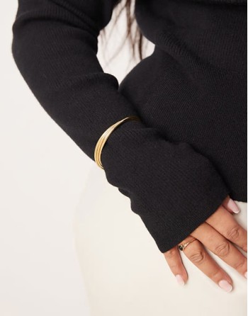 Curve 14k gold plated cuff bracelet with twist detail