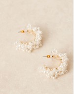 hoop earrings with multi faux pearl in white