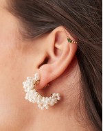 hoop earrings with multi faux pearl in white