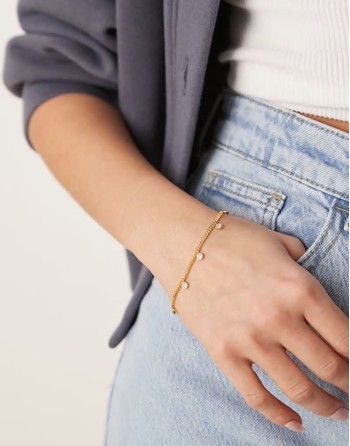 multi crystal drop bracelet in 18k gold plated