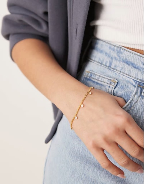 multi crystal drop bracelet in 18k gold plated
