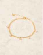 multi crystal drop bracelet in 18k gold plated