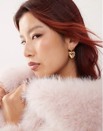 galaxy heart earrings in 18k gold plated