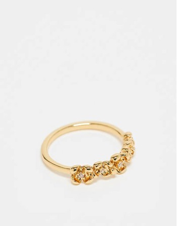 Curve 14k gold plated ring in floral design