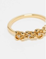 Curve 14k gold plated ring in floral design