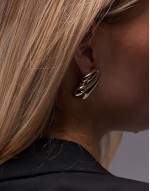 Emilie double teardrop stud earrings in gold tone