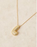 embellished bubble initial L necklace in gold