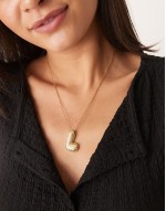 embellished bubble initial L necklace in gold