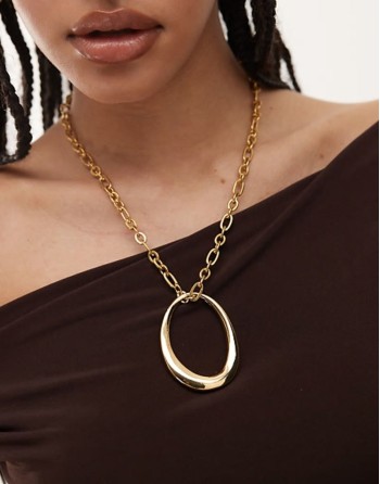 moonlit large molten pendant necklace in gold