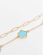 rhiladiaa pack of 2 clover charm bracelets in gold and turquoise