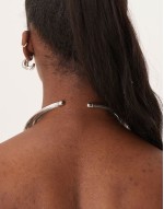wire statement collar necklace in silver