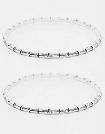 unisex bamboo bracelet 2 pack in silver