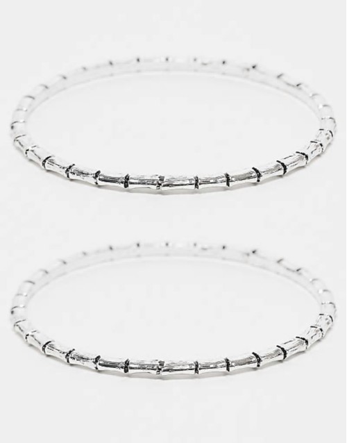 unisex bamboo bracelet 2 pack in silver