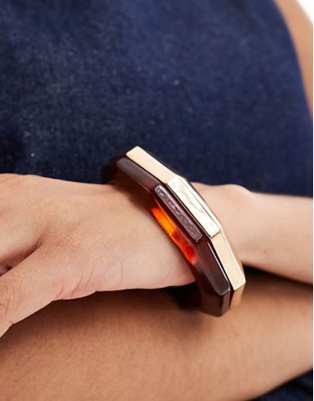 Limited Edition bangle bracelet with mixed resin and gold tone detail