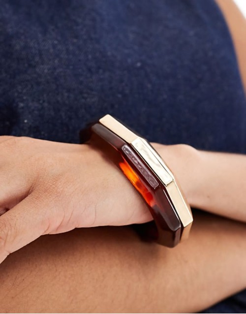 Limited Edition bangle bracelet with mixed resin and gold tone detail