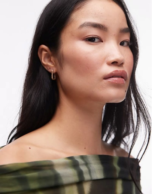 hex earrings in gold