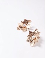 earrings with textured petal design in gold tone