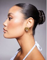 stainless steel diamante shell stud earrings in gold