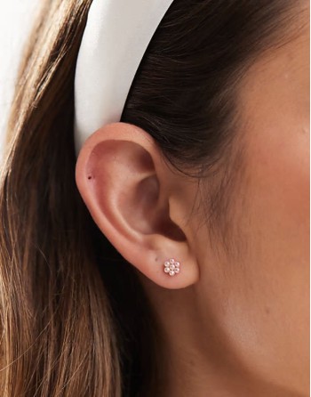 pink pearl stud earrings in sterling silver