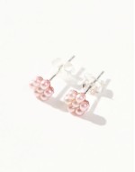 pink pearl stud earrings in sterling silver