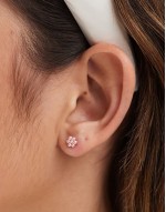 pink pearl stud earrings in sterling silver