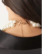 short necklaces with multirow faux pearl detail
