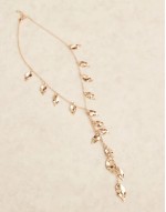 lariat necklace with leaf detail in worn gold