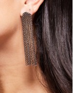 drop earrings with shimmer chain tassel detail in gold tone