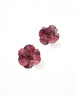 stud earrings with floral detail in burgundy
