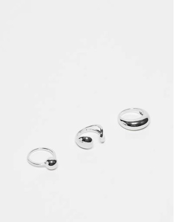 unisex 3 pack wrap around rings in silver