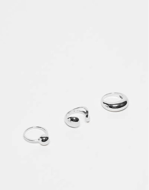 unisex 3 pack wrap around rings in silver