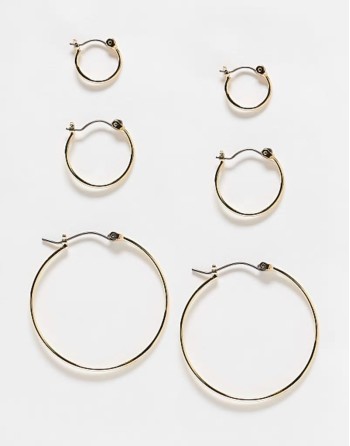 multi-size hoop earring 3-pack in gold
