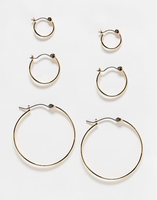 multi-size hoop earring 3-pack in gold