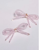 beaded double bow earrings in pink