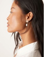 shell stud earrings with pearl drop in gold