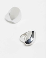 pack of 2 chunky rings in silver tone